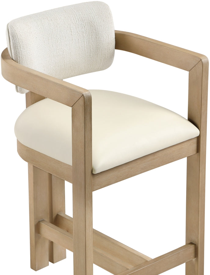Ravina Vegan Leather and Linen Textured Fabric Upholstered Counter Stool — 88080-C - Cream - 88080Cream-C alternate view 6