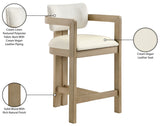 Ravina Vegan Leather and Linen Textured Fabric Upholstered Counter Stool — 88080-C - Cream - 88080Cream-C Infographic