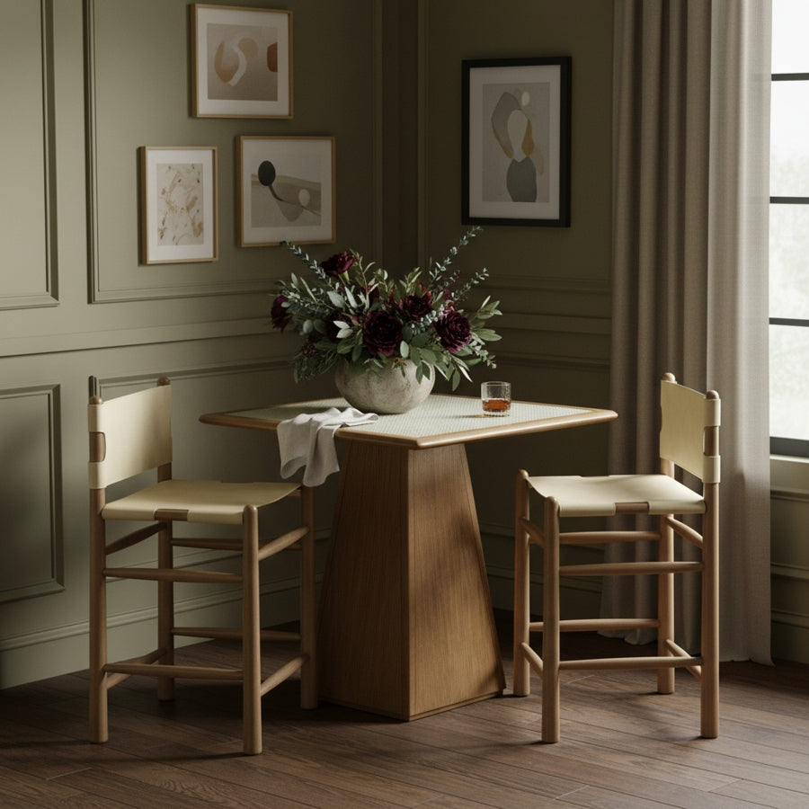 Santos Vegan Leather Upholstered Counter Stool — 77097-C - Beige - 77097Beige-C alternate view 1
