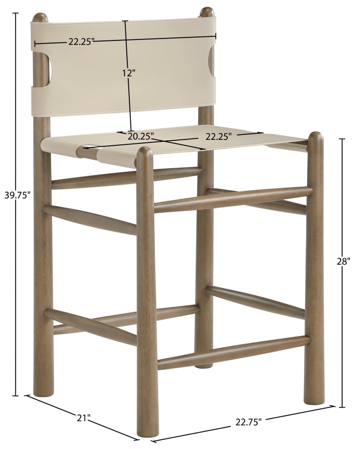 Santos Vegan Leather Upholstered Counter Stool — 77097-C - Beige - 77097Beige-C Dim