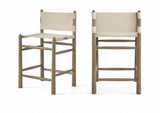 Santos Vegan Leather Upholstered Counter Stool — 77097-C - Beige - 77097Beige-C Double Chair