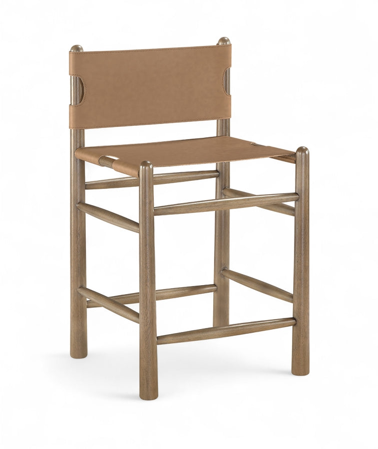 Santos Vegan Leather Upholstered Counter Stool — 77097-C - Brown - 77097Brown-C
