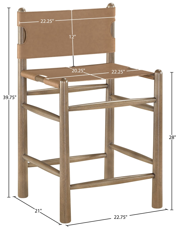 Santos Vegan Leather Upholstered Counter Stool — 77097-C - Brown - 77097Brown-C Dim