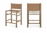 Santos Vegan Leather Upholstered Counter Stool — 77097-C - Brown - 77097Brown-C Double Chair