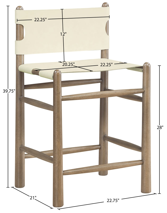 Santos Vegan Leather Upholstered Counter Stool — 77097-C - Cream - 77097Cream-C Dim