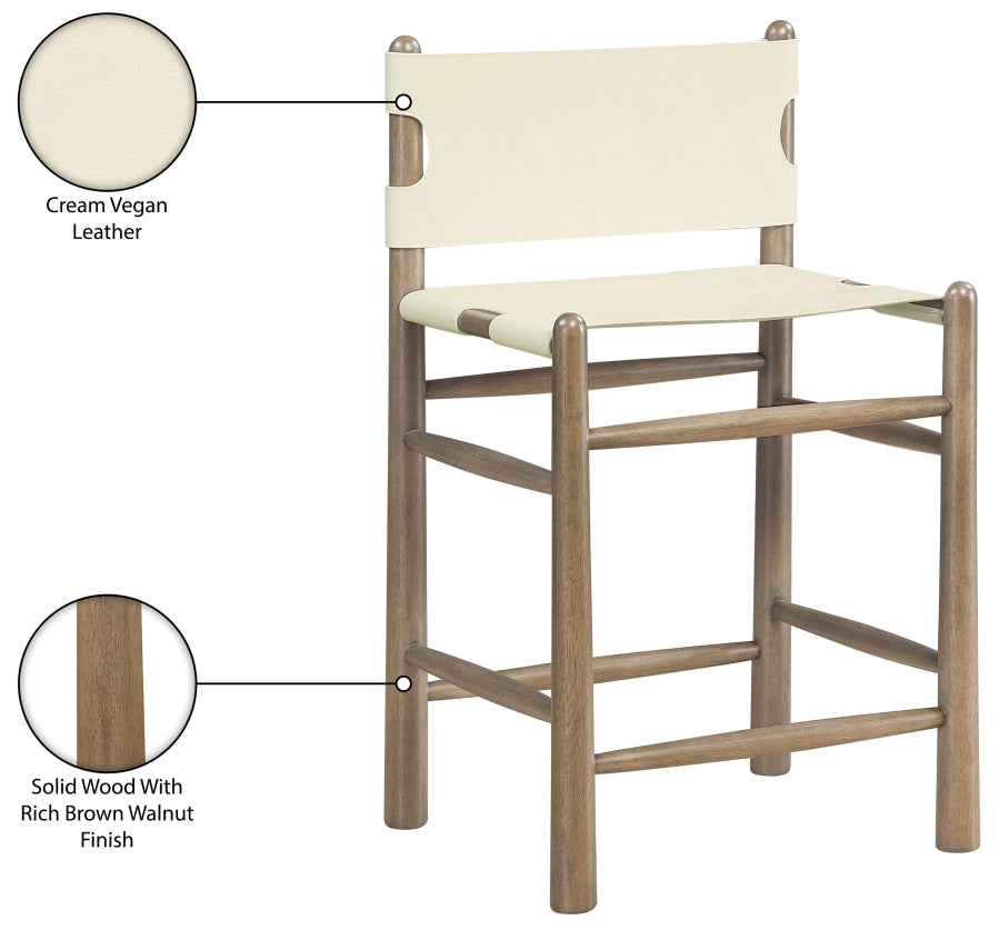 Santos Vegan Leather Upholstered Counter Stool — 77097-C - Cream - 77097Cream-C Infographic