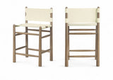 Santos Vegan Leather Upholstered Counter Stool — 77097-C - Cream - 77097Cream-C Double Chair