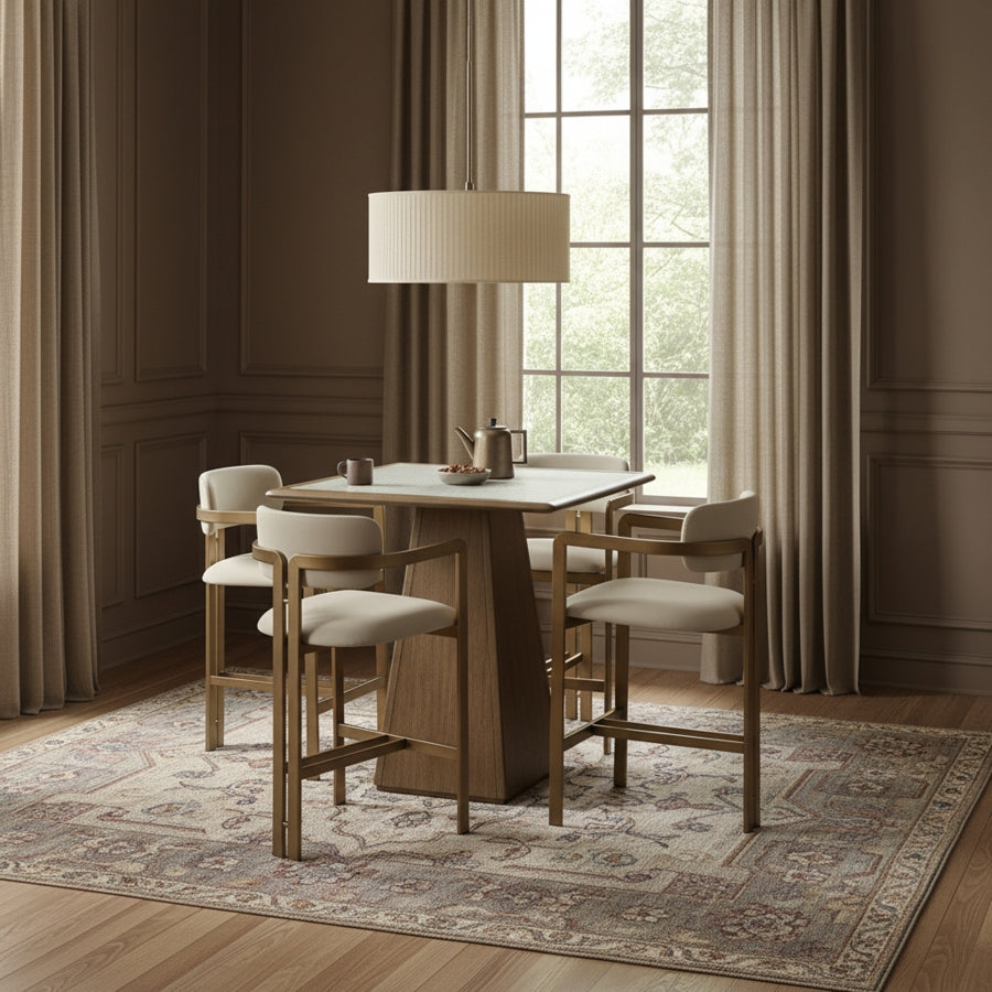 Aurum Vegan Leather Upholstered And Brushed Brass Iron Frame Counter Stool — 88094-C - Beige - 88094Beige-C alternate view 1