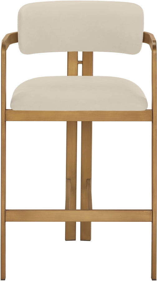 Aurum Vegan Leather Upholstered And Brushed Brass Iron Frame Counter Stool — 88094-C - Beige - 88094Beige-C alternate view 2