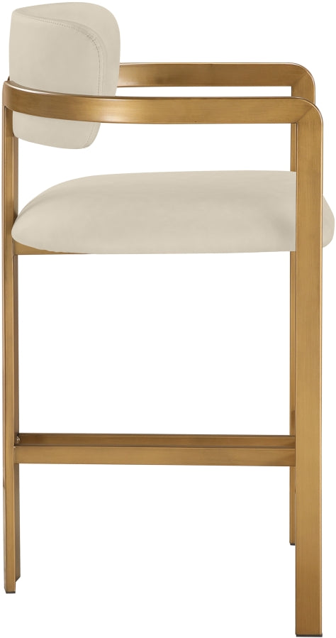 Aurum Vegan Leather Upholstered And Brushed Brass Iron Frame Counter Stool — 88094-C - Beige - 88094Beige-C alternate view 3