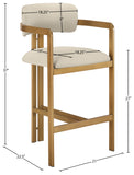 Aurum Vegan Leather Upholstered And Brushed Brass Iron Frame Counter Stool — 88094-C - Beige - 88094Beige-C Dim