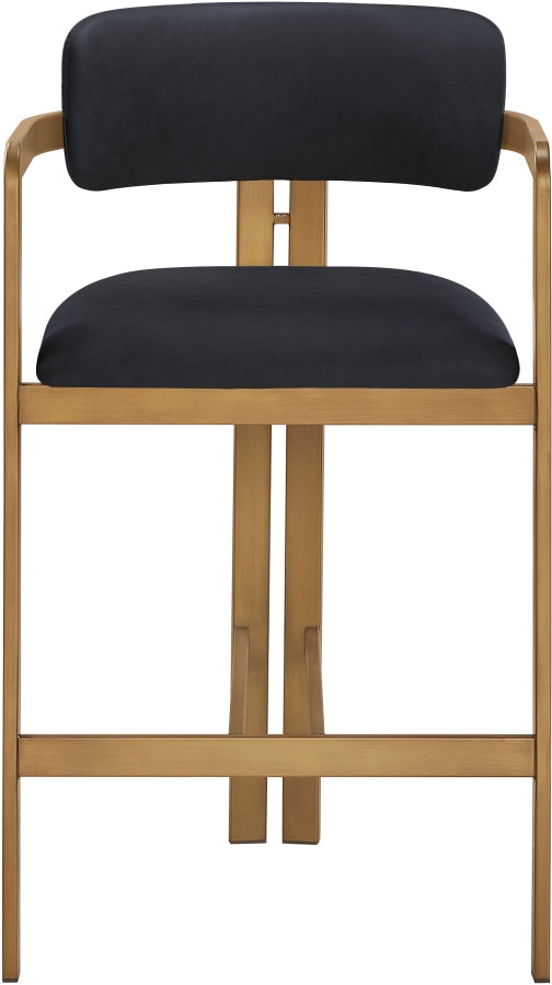 Aurum Vegan Leather Upholstered And Brushed Brass Iron Frame Counter Stool — 88094-C - Black - 88094Black-C alternate view 2
