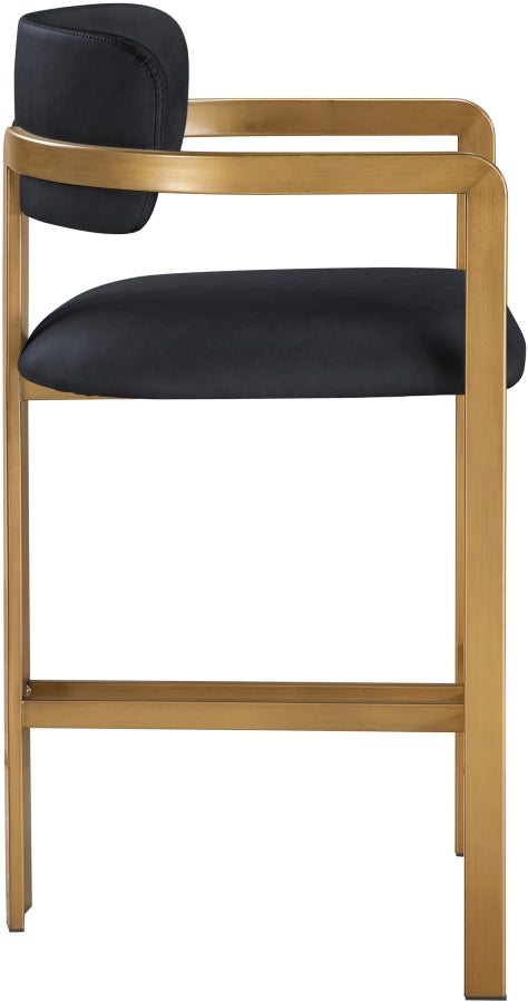 Aurum Vegan Leather Upholstered And Brushed Brass Iron Frame Counter Stool — 88094-C - Black - 88094Black-C alternate view 3