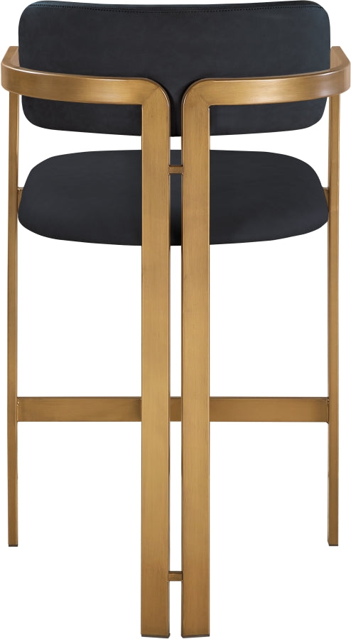 Aurum Vegan Leather Upholstered And Brushed Brass Iron Frame Counter Stool — 88094-C - Black - 88094Black-C alternate view 4