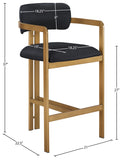 Aurum Vegan Leather Upholstered And Brushed Brass Iron Frame Counter Stool — 88094-C - Black - 88094Black-C Dim