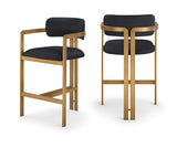 Aurum Vegan Leather Upholstered And Brushed Brass Iron Frame Counter Stool — 88094-C - Black - 88094Black-C Double Chair