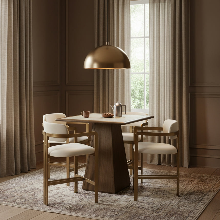 Aurum Vegan Leather Upholstered And Brushed Brass Iron Frame Counter Stool — 88094-C - Cream - 88094Cream-C alternate view 1