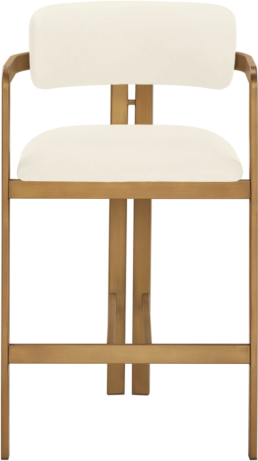 Aurum Vegan Leather Upholstered And Brushed Brass Iron Frame Counter Stool — 88094-C - Cream - 88094Cream-C alternate view 2