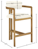 Aurum Vegan Leather Upholstered And Brushed Brass Iron Frame Counter Stool — 88094-C - Cream - 88094Cream-C Dim