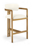 Aurum Vegan Leather Upholstered And Brushed Brass Iron Frame Counter Stool — 88094-C - Cream - 88094Cream-C