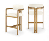 Aurum Vegan Leather Upholstered And Brushed Brass Iron Frame Counter Stool — 88094-C - Cream - 88094Cream-C Double Chair