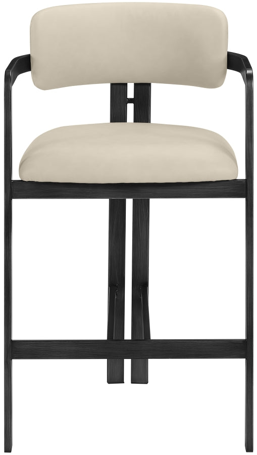 Aurum Vegan Leather Upholstered And Matte Black Iron Frame Counter Stool — 88096-C - Beige - 88096Beige-C alternate view 2