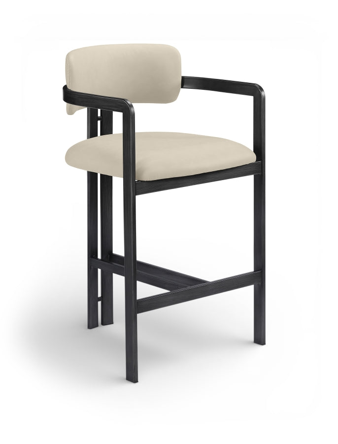 Aurum Vegan Leather Upholstered And Matte Black Iron Frame Counter Stool — 88096-C - Beige - 88096Beige-C