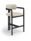 Aurum Vegan Leather Upholstered And Matte Black Iron Frame Counter Stool — 88096-C - Beige - 88096Beige-C