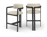 Aurum Vegan Leather Upholstered And Matte Black Iron Frame Counter Stool — 88096-C - Beige - 88096Beige-C Double Chair