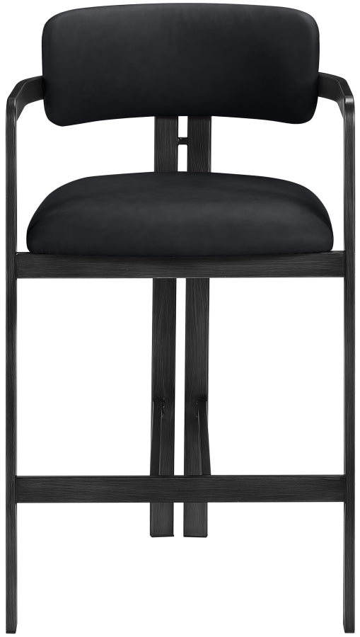 Aurum Vegan Leather Upholstered And Matte Black Iron Frame Counter Stool — 88096-C - Black - 88096Black-C alternate view 2