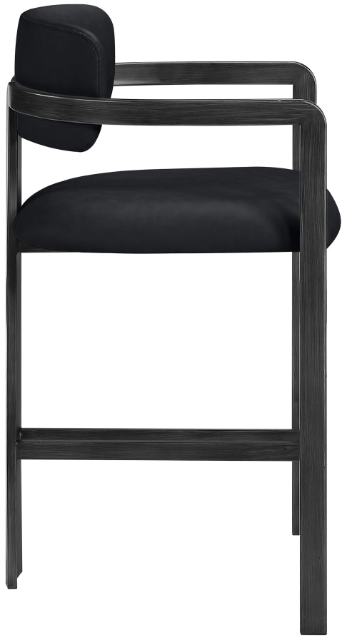 Aurum Vegan Leather Upholstered And Matte Black Iron Frame Counter Stool — 88096-C - Black - 88096Black-C alternate view 3