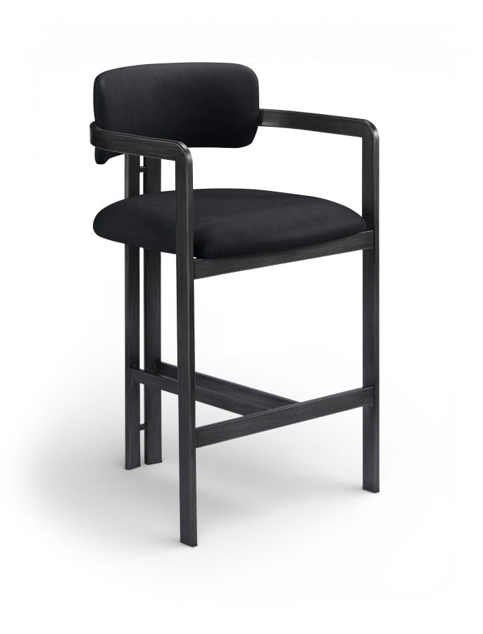 Aurum Vegan Leather Upholstered And Matte Black Iron Frame Counter Stool — 88096-C - Black - 88096Black-C