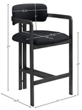 Aurum Vegan Leather Upholstered And Matte Black Iron Frame Counter Stool — 88096-C - Black - 88096Black-C Dim