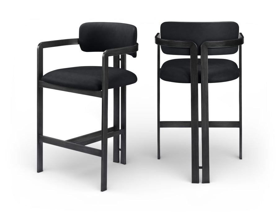 Aurum Vegan Leather Upholstered And Matte Black Iron Frame Counter Stool — 88096-C - Black - 88096Black-C Double Chair