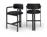 Aurum Vegan Leather Upholstered And Matte Black Iron Frame Counter Stool — 88096-C - Black - 88096Black-C Double Chair