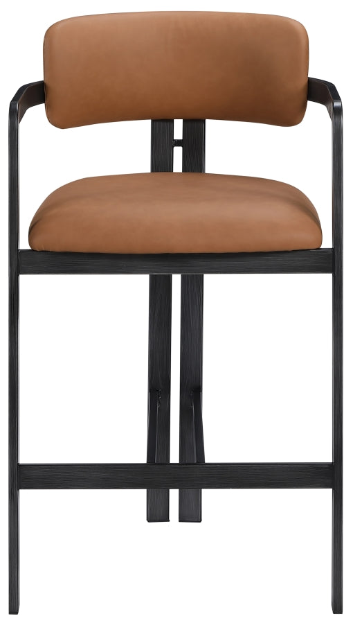Aurum Vegan Leather Upholstered And Matte Black Iron Frame Counter Stool — 88096-C - Cognac - 88096Cognac-C alternate view 2