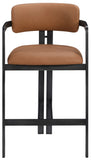 Aurum Vegan Leather Upholstered And Matte Black Iron Frame Counter Stool — 88096-C - Cognac - 88096Cognac-C alternate view 2