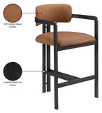 Aurum Vegan Leather Upholstered And Matte Black Iron Frame Counter Stool — 88096-C - Cognac - 88096Cognac-C Infographic