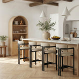 Aurum Vegan Leather Upholstered And Matte Black Iron Frame Counter Stool — 88096-C - Cream - 88096Cream-C alternate view 1
