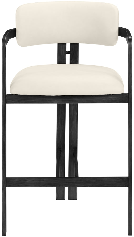 Aurum Vegan Leather Upholstered And Matte Black Iron Frame Counter Stool — 88096-C - Cream - 88096Cream-C alternate view 2