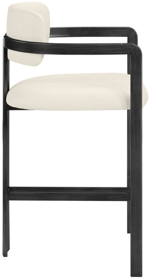 Aurum Vegan Leather Upholstered And Matte Black Iron Frame Counter Stool — 88096-C - Cream - 88096Cream-C alternate view 3