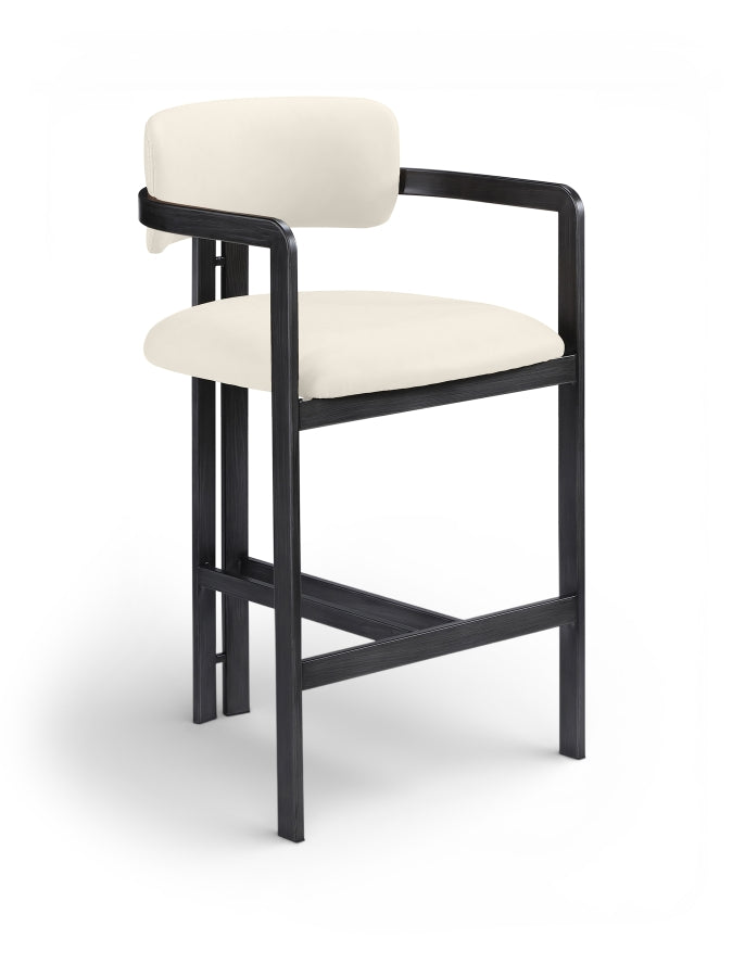Aurum Vegan Leather Upholstered And Matte Black Iron Frame Counter Stool — 88096-C - Cream - 88096Cream-C