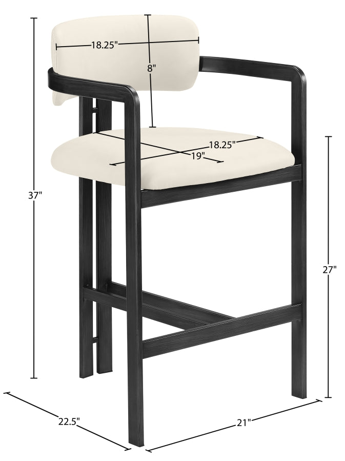 Aurum Vegan Leather Upholstered And Matte Black Iron Frame Counter Stool — 88096-C - Cream - 88096Cream-C Dim