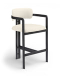 Aurum Vegan Leather Upholstered And Matte Black Iron Frame Counter Stool — 88096-C - Cream - 88096Cream-C