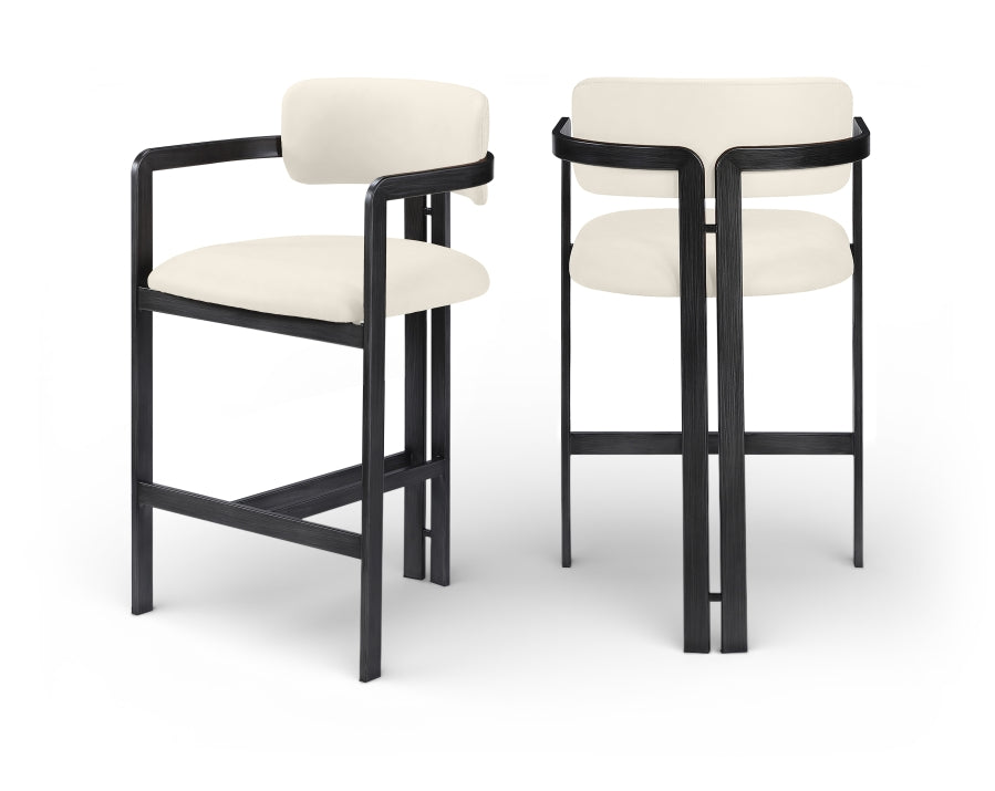 Aurum Vegan Leather Upholstered And Matte Black Iron Frame Counter Stool — 88096-C - Cream - 88096Cream-C Double Chair