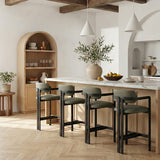 Aurum Vegan Leather Upholstered And Matte Black Iron Frame Counter Stool — 88096-C - Green - 88096Green-C alternate view 1