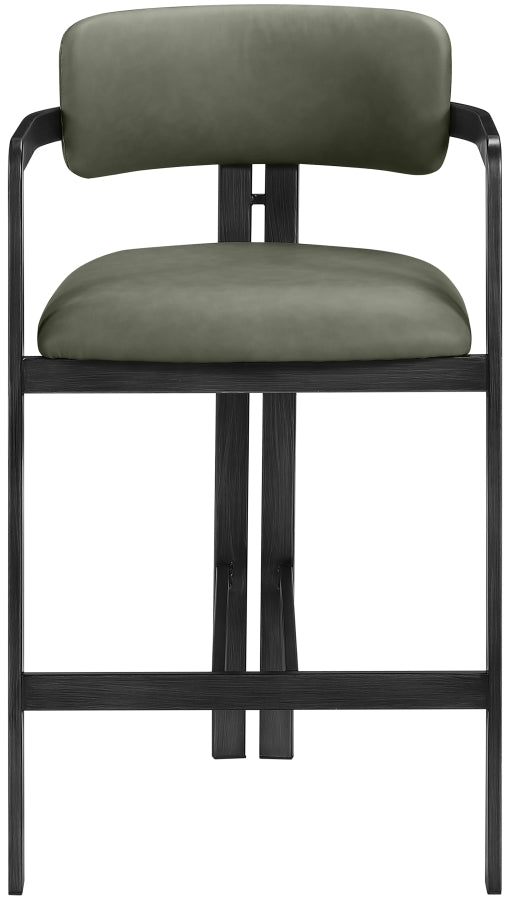 Aurum Vegan Leather Upholstered And Matte Black Iron Frame Counter Stool — 88096-C - Green - 88096Green-C alternate view 2
