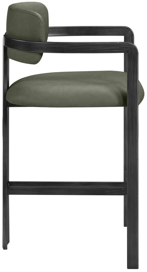 Aurum Vegan Leather Upholstered And Matte Black Iron Frame Counter Stool — 88096-C - Green - 88096Green-C alternate view 3