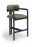 Aurum Vegan Leather Upholstered And Matte Black Iron Frame Counter Stool — 88096-C - Green - 88096Green-C