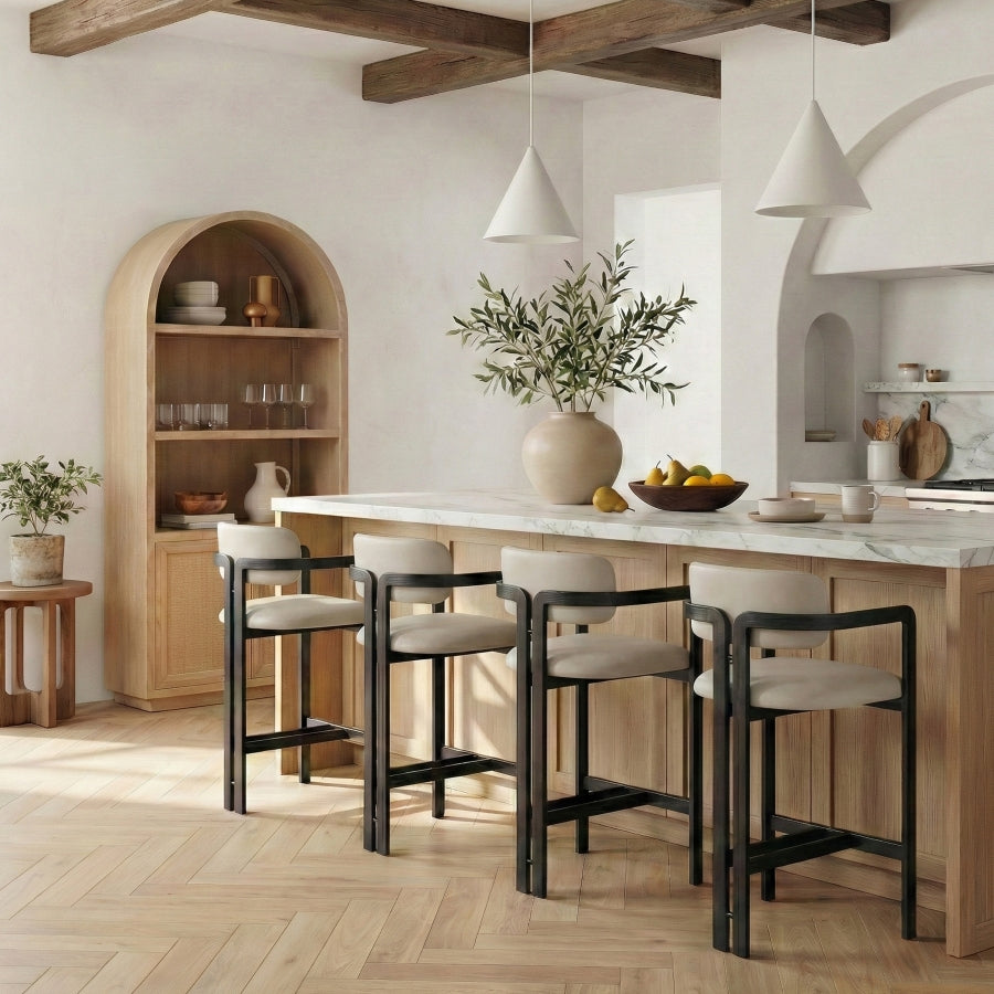 Aurum Vegan Leather Upholstered And Matte Black Iron Frame Counter Stool — 88096-C - Taupe - 88096Taupe-C alternate view 1
